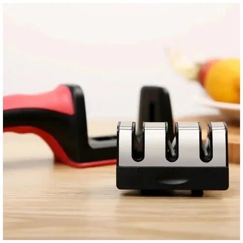 Точилка механическая Sharpener / ножеточка / двусторонняя заточка / станок / для ножей и ножниц / шлифовка / для кухни / 3 этапная заточка / ручная
