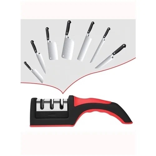 Точилка механическая Sharpener / ножеточка / двусторонняя заточка / станок / для ножей и ножниц / шлифовка / для кухни / 3 этапная заточка / ручная