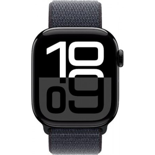 Apple Watch Series 10 42mm Jet Black Aluminum Case with Sport Loop, Ink