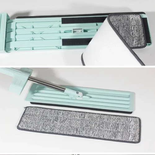 Швабра телескопическая для мытья полов с отжимом насадка из микрофибры Цвет: Серый